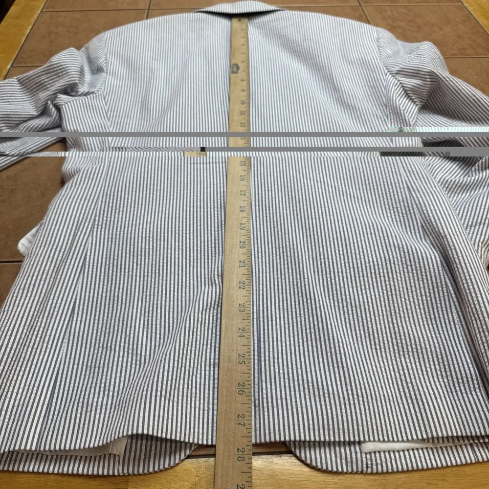 Jos A Bank Sz 36S Slim Fit Seersucker Sport Coat Blue White Cotton Blazer Jacket